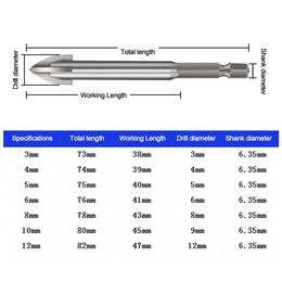 Wear-resistant Carbide Drill Bit Four Sides Cutting Sharp Cross Hex Drill for Glass Ceramic Tile Ceramic Concrete Drilling Tools