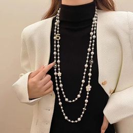 Designer pearl laminated necklace with large camellia necklace DIY designer 240528