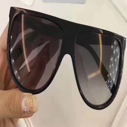 Thin Shadow Sunglasses for Women 41435 Black Grey Gradient Lens Flat Top sunglasses Occhiali da sole Women Fashion Sunglasses with box 2405