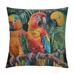 Colour Cute Parrot Throw Pillow Covers Decorative Cushion Case Modern Farmhouse Pillowcase for Couch Sofa Bed Car Living Room Home Decor