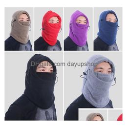 Hats & Scarves Sets Winter Warm Fleece Beanies For Men Skl Bandana Neck Warmer Clava Ski Snowboard Face Mask Thickening Drop Delivery Dhfpv