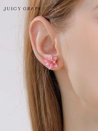 Juicy Grape Brand Designer Womens Earring Luxury High Quality Jewellery Pink Magnolia Summer Women's Design Girl Heart Enamel Earrings Crystal Fashion Ear Rings