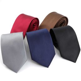 Neck Ties Mens Solid Classic Tie Formal Stripe Business 8cm Ultra Thin Neckline for Wedding Tie Tight Groom Tie Q240528