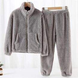 Clothing Sets Tracks Clothes Kids Boys Girls Winter Long Sleeve Solid Colour Fleece Pajamas Tops Pants 2PCS Outfits Tie Down