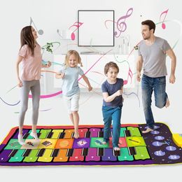 Childrens music mat duet keyboard baby game mat 20 key floor piano 8 instrument Montessori toy dance mat educational toy 240528