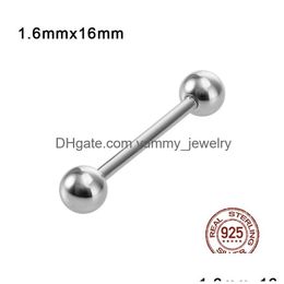 Tongue Rings 1Pc 925 Sterling Sier Piercing Nipple Barbell Studs Bars Ring Body Jewellery For Women Girls Pierced Gift 14G Drop Deliver Dheuv