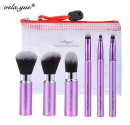 Vela Yue Makeup Brush Set 6pcs Travel Beauty Tools Kit Retractable with Cover and Case Cosmetic Brush Make Up Tools5863291