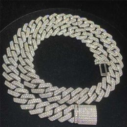 Iced Out VVS Moissanite Cuban Bracelet 925 Silver Designer Diamond Cuban Link Chain Hip Hop Men Jewellery Necklace Free delivery