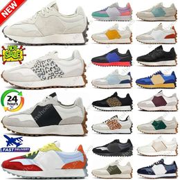 Designer new Running shoes for mens womens 327 Sea Salt vintage beige brown womensuede leopard print black white orange men trainers sneakers with box size 36-45 20