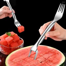 Forks 2 In 1 Portable Watermelon Fork Slicer Multi-purpose Cutter Knife Stainless Steel Kitchen Cutting