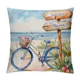 Summer Beach Pillow Cover Tropical Sea Ocean Cushion Case Blue Throw Pillow Case Summer Decorative Cushion Cover for Indoor Outdoor Couch Bed Sofa Home Decoration