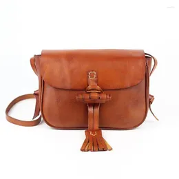 Shoulder Bags YourSeason 2024 Genuine Leather Ladies Tassel Bag Vintage Cowhide Casual Women Hasp Messenger Mini