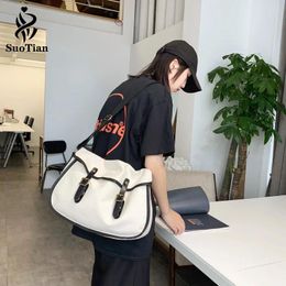 Shoulder Bags Vintage Canvas Large Capacity Simple Crossbody Messenger Bag Totes Big Size Book Handbag For Student
