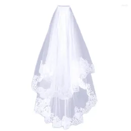 Bridal Veils White Black 2 Layers Lace Edge Soft Tulle Short Wedding Veil With Comb Accessories