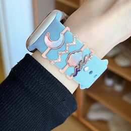 New Creative Metal Watch Band Ornament Diamond Wristbelt Charms Bracelet Decorative Ring For Apple Smart Watch Strap Accessories