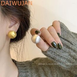 Stud Earrings Design Punk Round Frosted Metal Korean Fashion Jewellery For Woman Girls Party Gift Simple Accessories