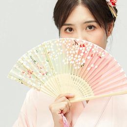 Decorative Figurines Vintage Personalized Bamboo Folding Hand Held Flower Fan Chinese Dance Party Solid For Fans