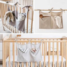 Storage Bags Baby Crib Organiser Bed Hanging Bag Bedding Accessories Decorative Linen Diaper Double Pockets
