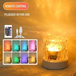 Table Lamps 3/16 Colour LED Water Ripple Light Ambient Night Rotating Projection Crystal Lamp RGB Dimmable Home Decoration Gift