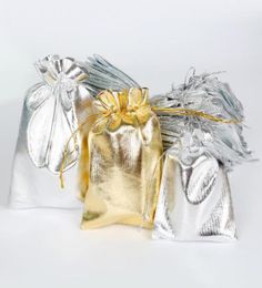 Gift Wrap 50pcslot Gold Sliver Foil Organza Bag Jewelry Packaging Wedding Favor Pouches 79cm 912cm 1015cm 1318cm11195107