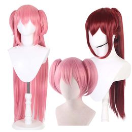 Halween Carnival Resistente al calore Sintetico Lunga coda di cavallo Sakura Kyouko Wig di cosplay