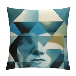 Blue Abstract Geometric Throw Pillow Covers Home Decorative Cushion Cover Sofa Bed Pillow Case for Modern Simple Farmhouse Style Decor
