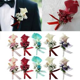 Brooches Men's Corsage For Suit Fashion Wedding Party Groom Groomsman Clip-On Artificial Boutonniere Flower Brooch Male Charming