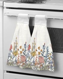 Towel Flower Retro Hand Painted Kitchen Cleaning Cloth Absorbent Household Dish