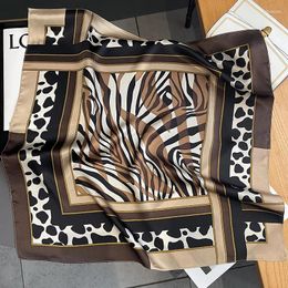 Scarves Fashion Woman Natural Silk Scarf Design Cow Zebra Striped Neck Luxury Neckerchief Wraps Summer Beach Travel Shawl