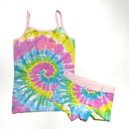 Tank Top Womens Tanks Camis Kids Tie-Dyed Colorful Camisoles Box Panty Girls Cotton Summer Clothing Underwear Sleeveless Shirt European Inventory Export WX5.28