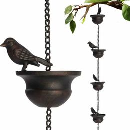 Creative Birds On Cups Metal Rain Chain Catcher For Gutter Roof Decoration Drainage Downspout Tool 240528