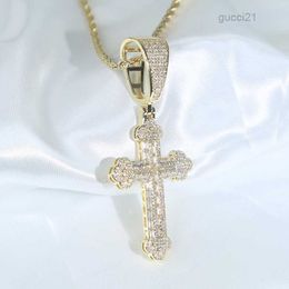 Hip Hop Eced Bling Sparking 5A Kubikzirkonia cz Cross Anhänger Tenniskette Halskette Mode Schmuck für Männer Jungen Gur1