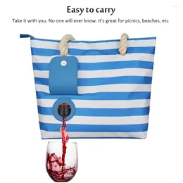 Storage Bags Modern And Simple Thermal Insulation Wine Bag Portable Picnic Striped Beach Large Capacity Red Ice