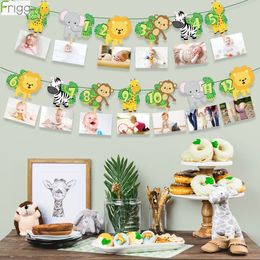 Happy Birthday Banner Decorations Kids Birthday Party Decor Jungle Party Decorations Animal Paper Banner Baby Showe Party Decor