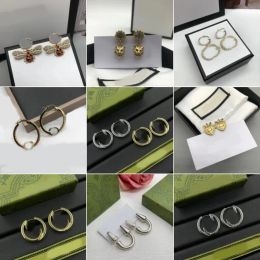 Luxury Designer Earrings For Woman Letter G Crystal Bee Flower Heart Lion Charm Dangle Drop Earrings Gold Silver Plated Ear Clip Stud Earrings Hoop Designer Jewelry
