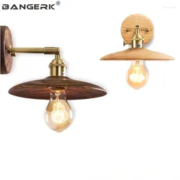 Wall Lamp Nordic Design Switch Rotating Sconce Lights Loft Edison Industrial Rrtro Bedside Wood Brass Home Deco Lighting