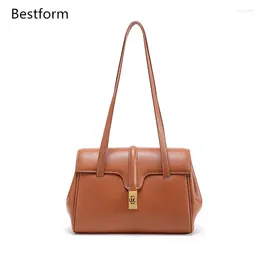 Shoulder Bags High-End Cowhide Leather Women Bag Vintage 2024 Arrive Lock Catch Lady Tote