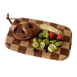 Wood Checkerboard Cutting Board Small House Outdoor Picnics Mildew Proof Household Kitchen Tool for Western Point Cutting Board