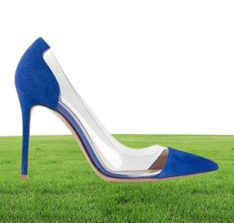 2018 Patent leather white gold sliver nude thin high heel pumps Plexiglass Clear PVC party shoes pointed semisheer sapatos femini7971690