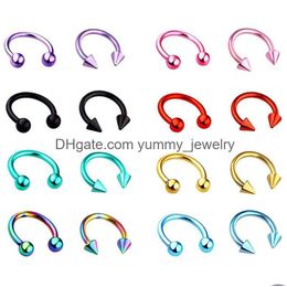 Nose Rings & Studs 16G Horseshoe Ring Piercing Surgical Steel 316L Titanium Septum Ear Lip Tragus Body Jewellery Drop Delivery Dh6On