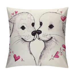 Cute Otter Boop Throw Pillow Covers Decorate Girlfriend Boyfriend Room,Pillowcase,Gifts for Long Distance Relationship Girlfriend Boyfriend Couple