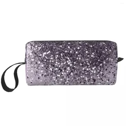 Cosmetic Bags Sparkling Lavender Lady Glitter Makeup Bag Storage Dopp Kit Toiletry For Women Beauty Travel Pencil Case