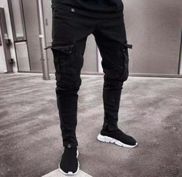 new men design jeans spring black ripped distressed holes design jean pencil pants hommes pantalones with pockets2291701