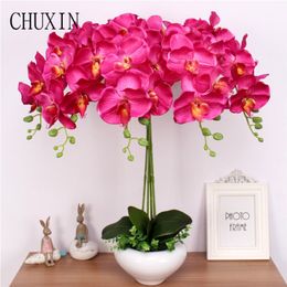 New large-size artificial silk 8 head butterfly orchid home living room floor decoration fake flower wedding scene layout 2482