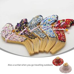 Decorative Figurines Bamboo Folding Fan Hat Breathable Sun Protection Outdoors Travelling Accessories Anti-UV Cap Hats