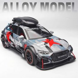 Diecast Model Cars Diecast 1/24 RS6 Avant Station Waggon Track Alloy Racing Car Model Metal Toy Vehicle Car Model Sound Light Kids Toy Gift Child