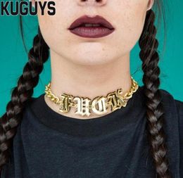 Acrylic Mirror Gold Letter Chokers Necklaces for Womens Trendy Jewelry Link Chain HipHop Necklace Girl Cool Accessories4668858
