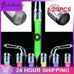 Bath Accessory Set 1/2/3PCS Colors RGB Changing Glow LED Water Faucet Shower Tap Head Kitchen Pressure Sensor Bathroom