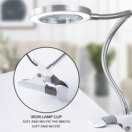 Table Lamps LED Multifunctional Clip-On Lamp With Magnifying Glass Eye Protection Reading Lamp Beauty Makeup Tattoo 339v