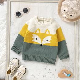 Cute Baby Knitted Sweaters Jumpers Autum Winter Little Girls Boys Clothes Long Sleeve Fox Print Pullover Tops Toddler Outerwear